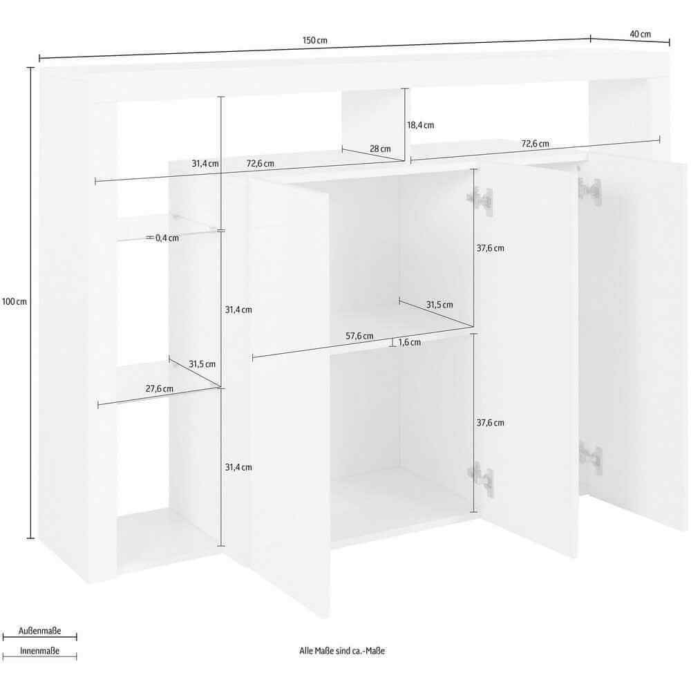 Credenza moderna 3 ante 150 150x40x100cm – SOLSTICE