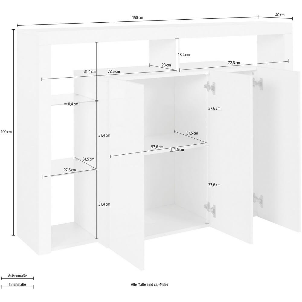 Credenza moderna 3 ante 150 150x40x100cm – SOLSTICE