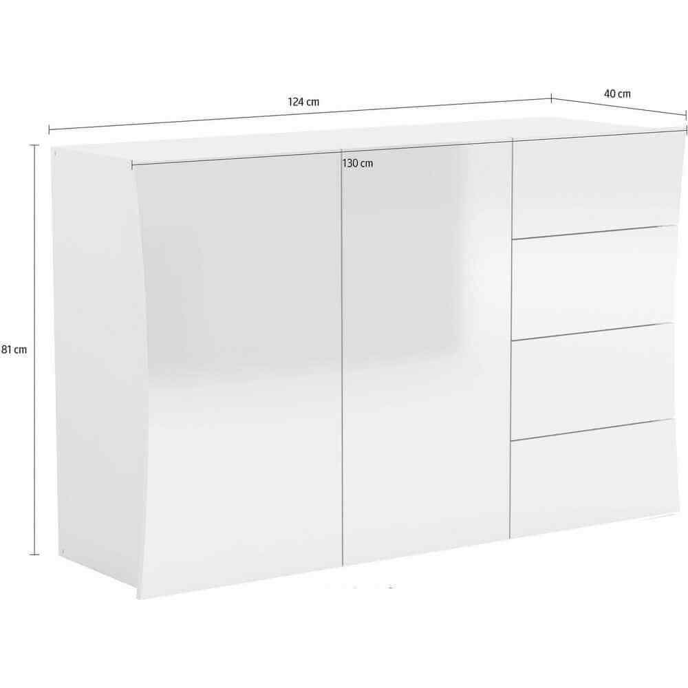Madia 2 ante 4 cassetti per Soggiorno Moderna 124x40x81,5cm – ARCANE