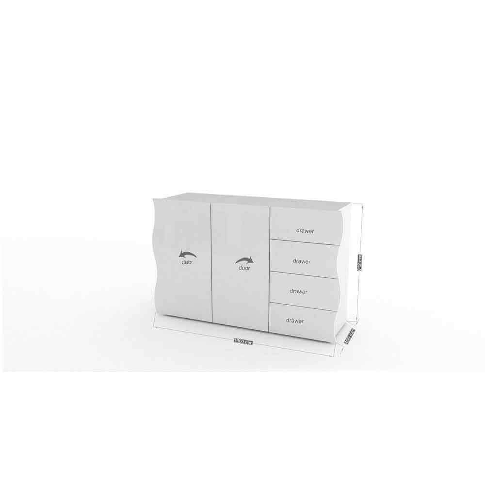 Madia 2 ante 4 cassetti per Soggiorno Moderna 124x40x81cm – APOLLO
