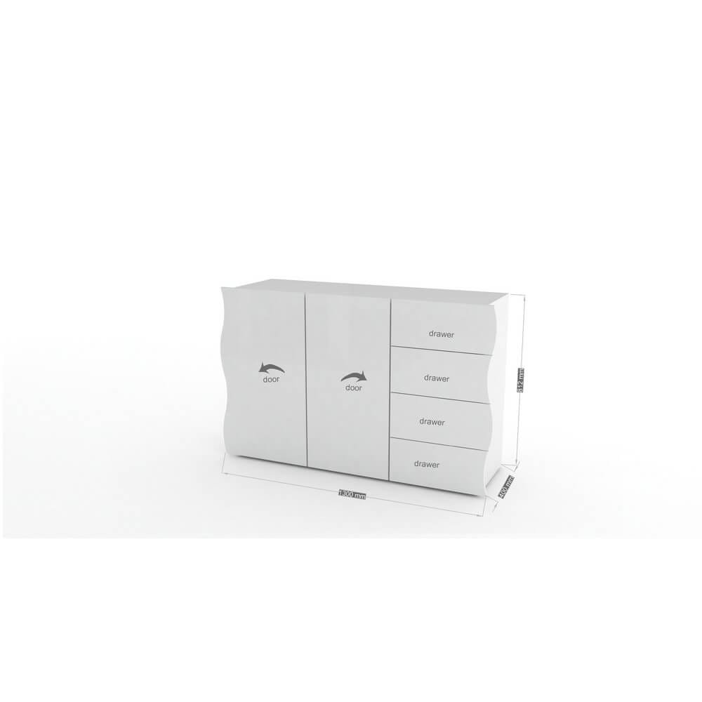 Madia 2 ante 4 cassetti per Soggiorno Moderna 124x40x81cm – APOLLO