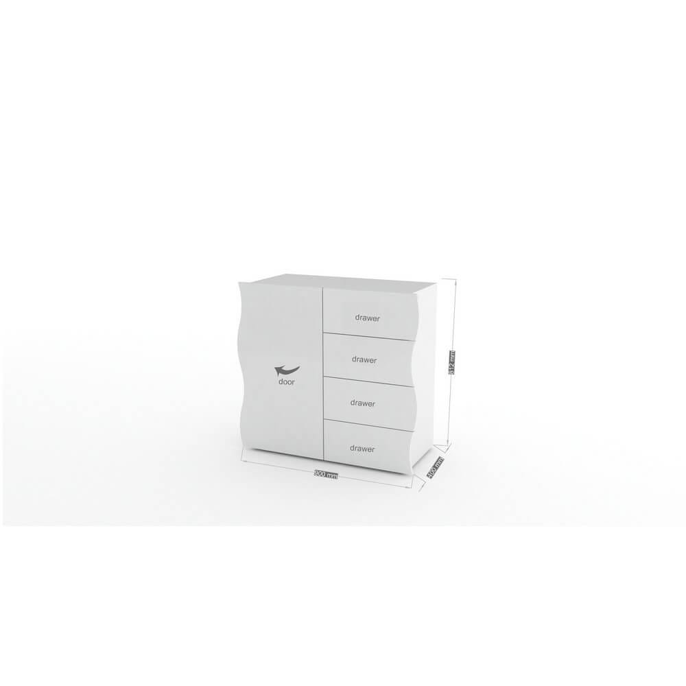 Madia 1 anta 4 cassetti per Soggiorno Moderna 90x40x81cm – APOLLO