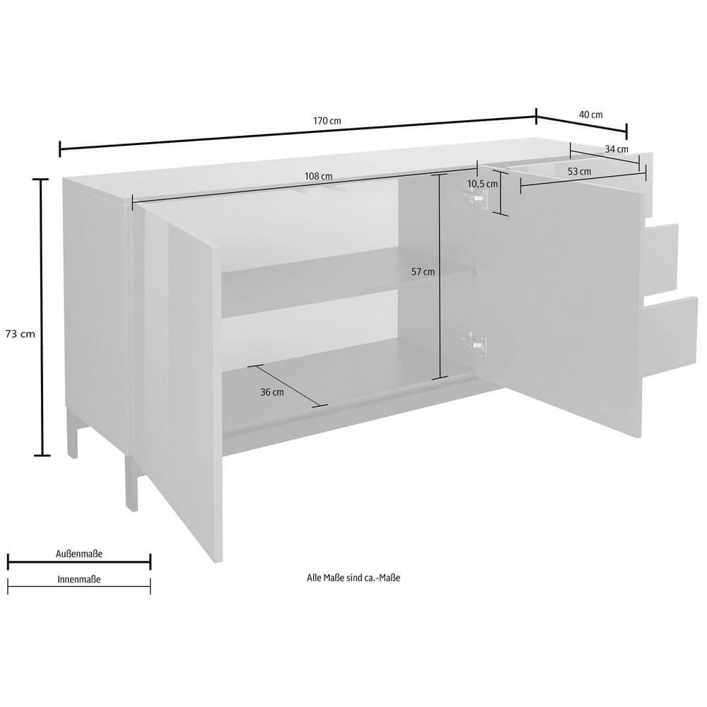 Madia 3 ante 1 cassetto per Soggiorno Moderna 170x40x47,7cm – NEXUS