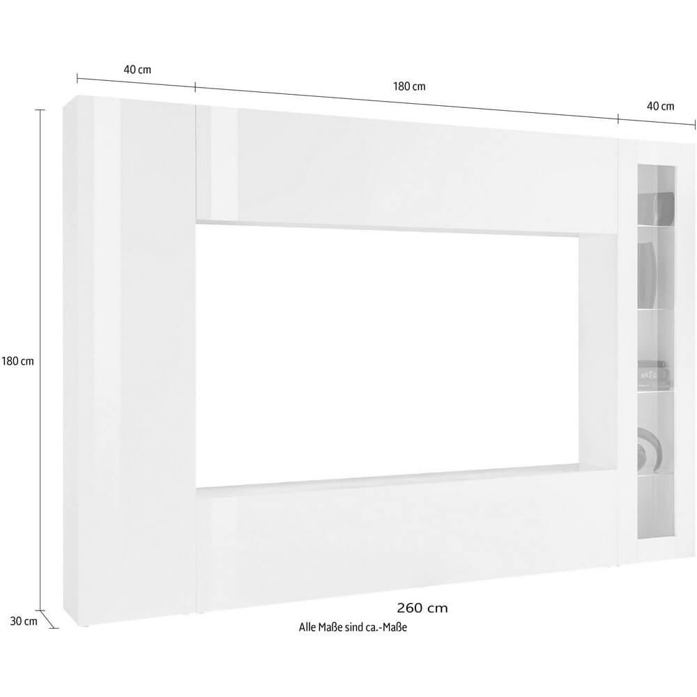 Parete Attrezzata Moderna per Soggiorno 260x30x180cm – ECHO