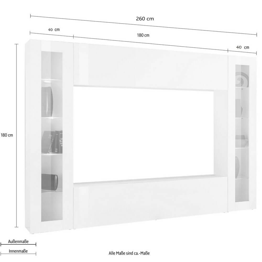 Parete Attrezzata Moderna per Soggiorno 260x30x180cm – ECHO