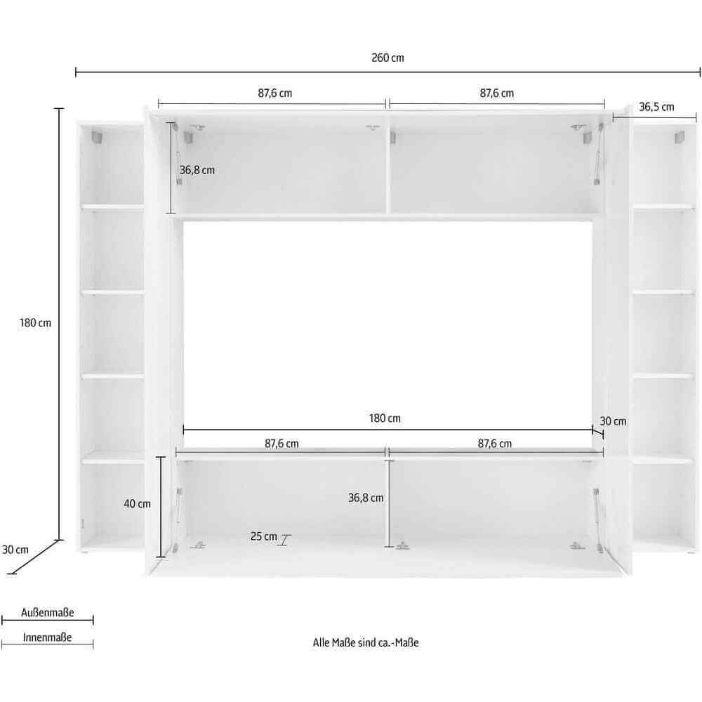 Parete Attrezzata Moderna per Soggiorno 260x30x180cm – ECHO
