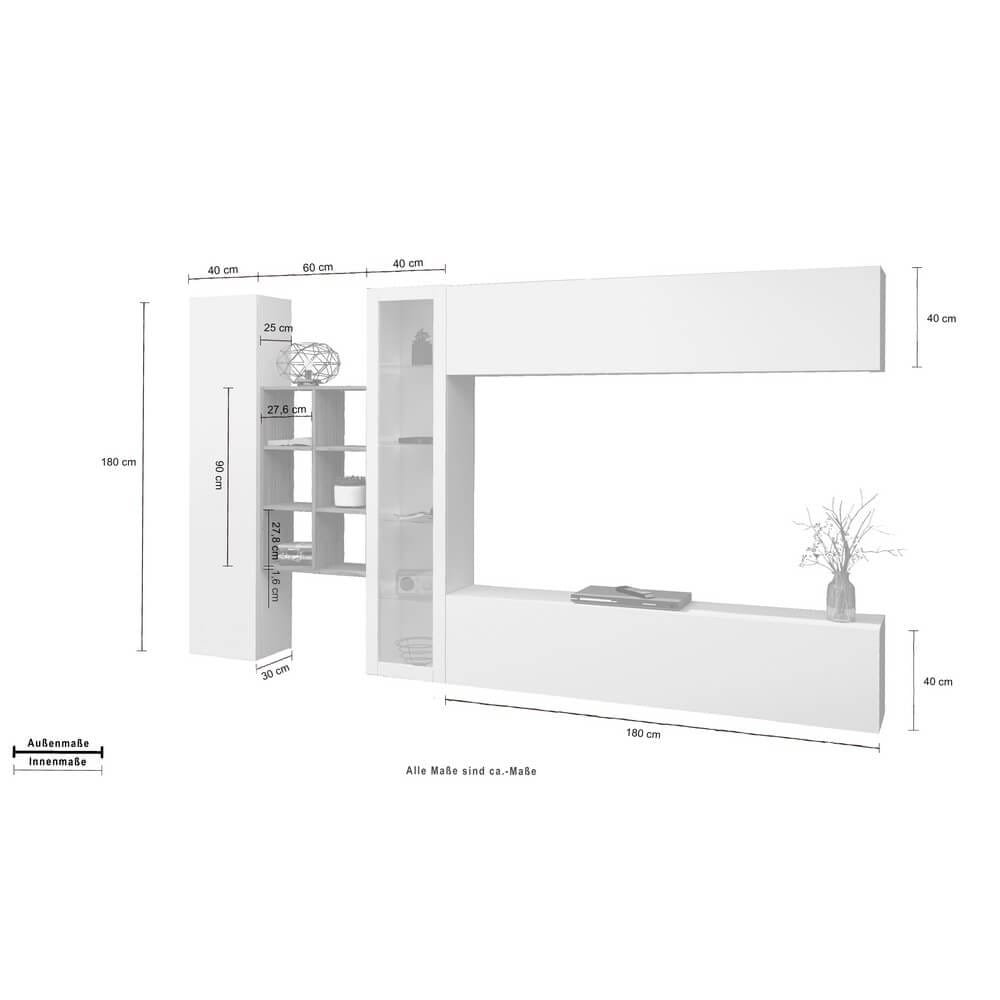 Parete Attrezzata Moderna per Soggiorno 320x30x180cm – ECHO