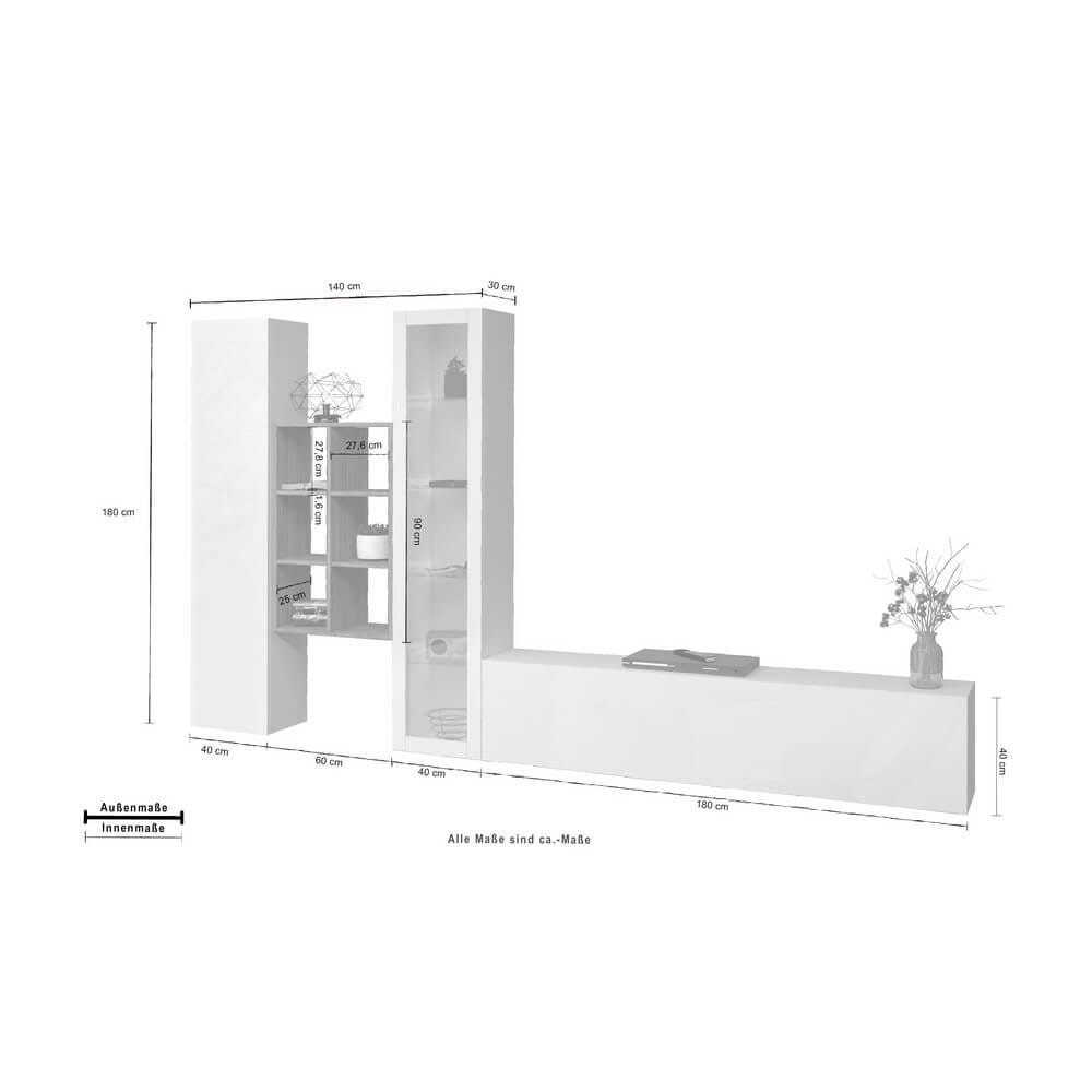 Parete Attrezzata Moderna per Soggiorno 320x30x180cm – ECHO