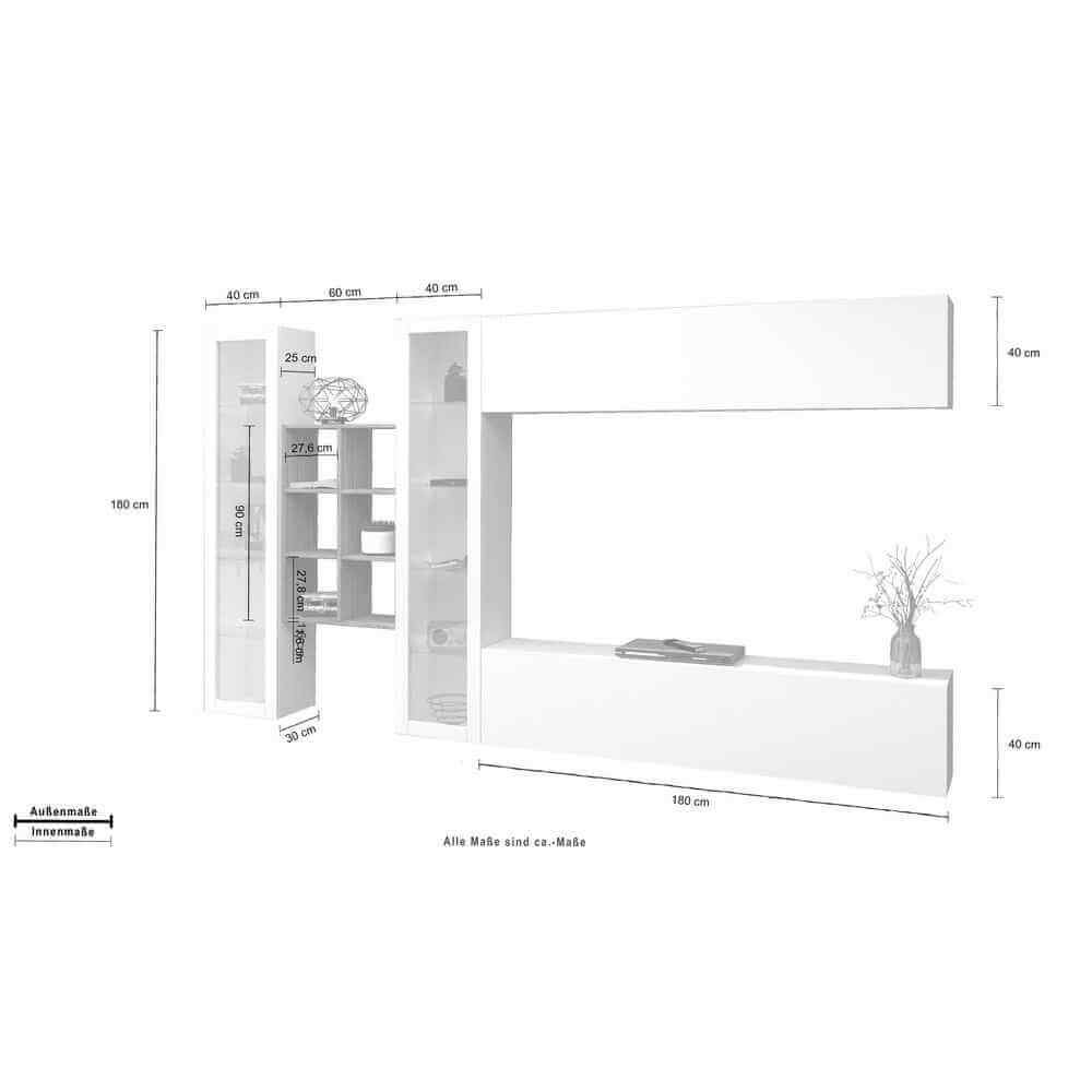 Parete Attrezzata Moderna per Soggiorno 320x30x180cm – ECHO