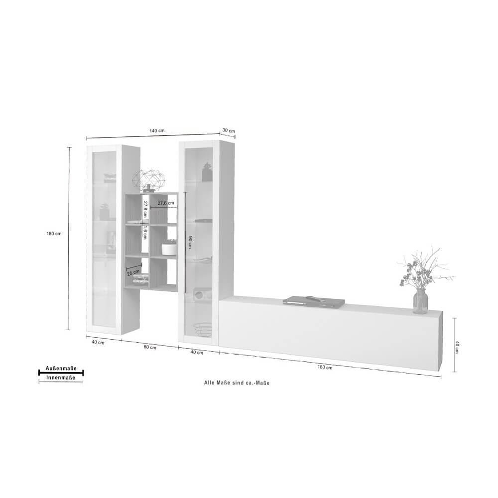 Parete Attrezzata Moderna per Soggiorno 320x30x180cm – ECHO