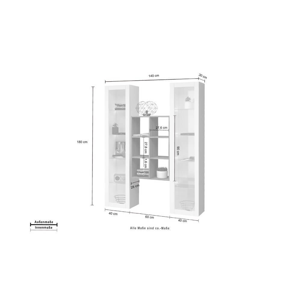 Parete Attrezzata Moderna per Soggiorno 140x30x180cm – ECHO