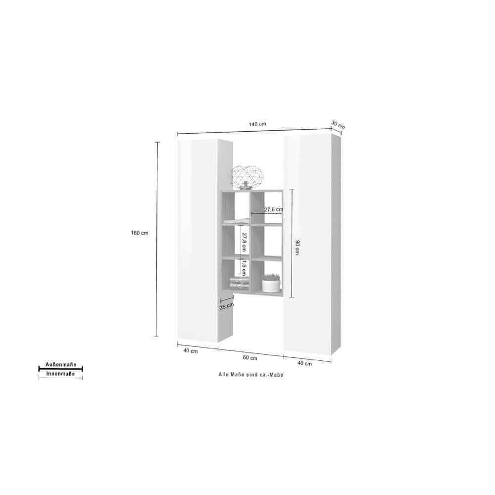 Parete Attrezzata Moderna per Soggiorno 140x30x180cm – ECHO