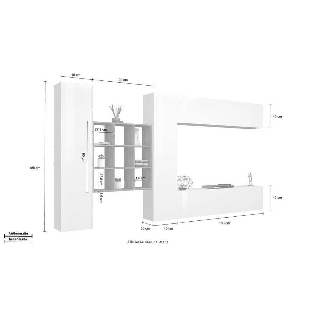 21419601_MARUSKA_DIM Parete Attrezzata Moderna per Soggiorno 350x30x180cm – ECHO