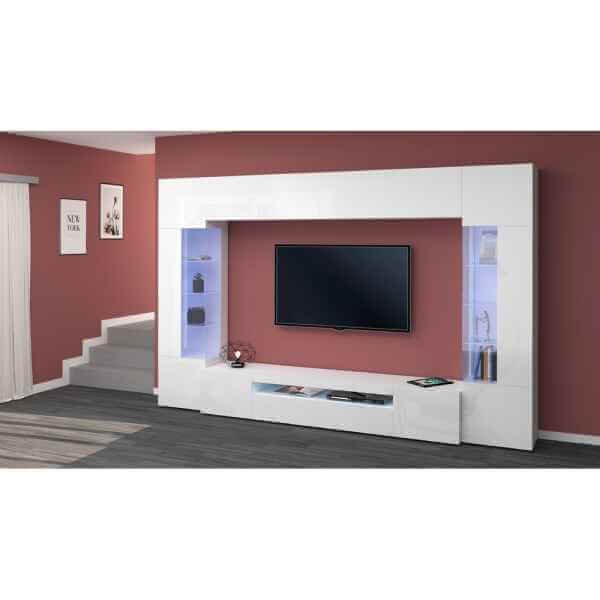 Parete Attrezzata Moderna per Soggiorno 290X40X191,2cm – QUANTUM