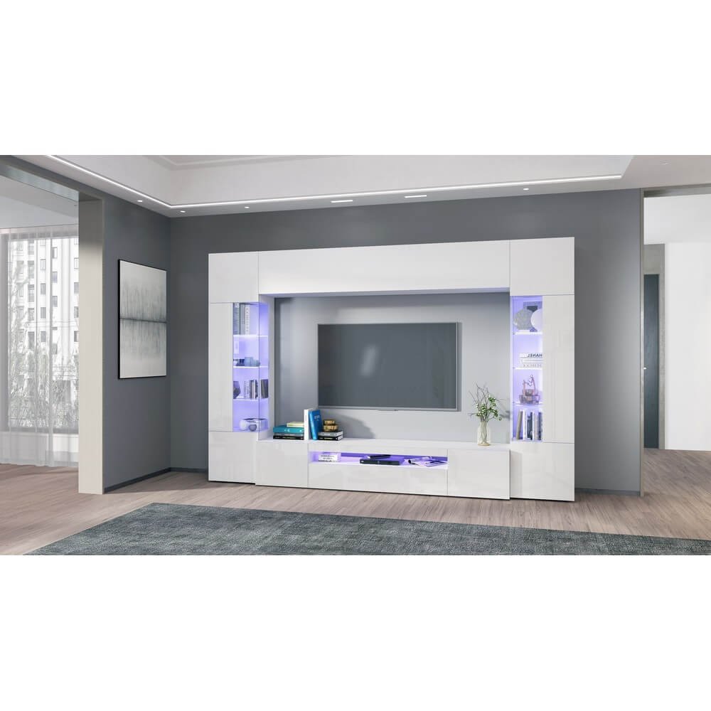 Parete Attrezzata Moderna per Soggiorno 290X40X191,2cm – QUANTUM