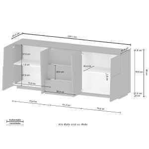 Madia 4 ante 3 cassetti moderna 220x44x86cm – INFINITY