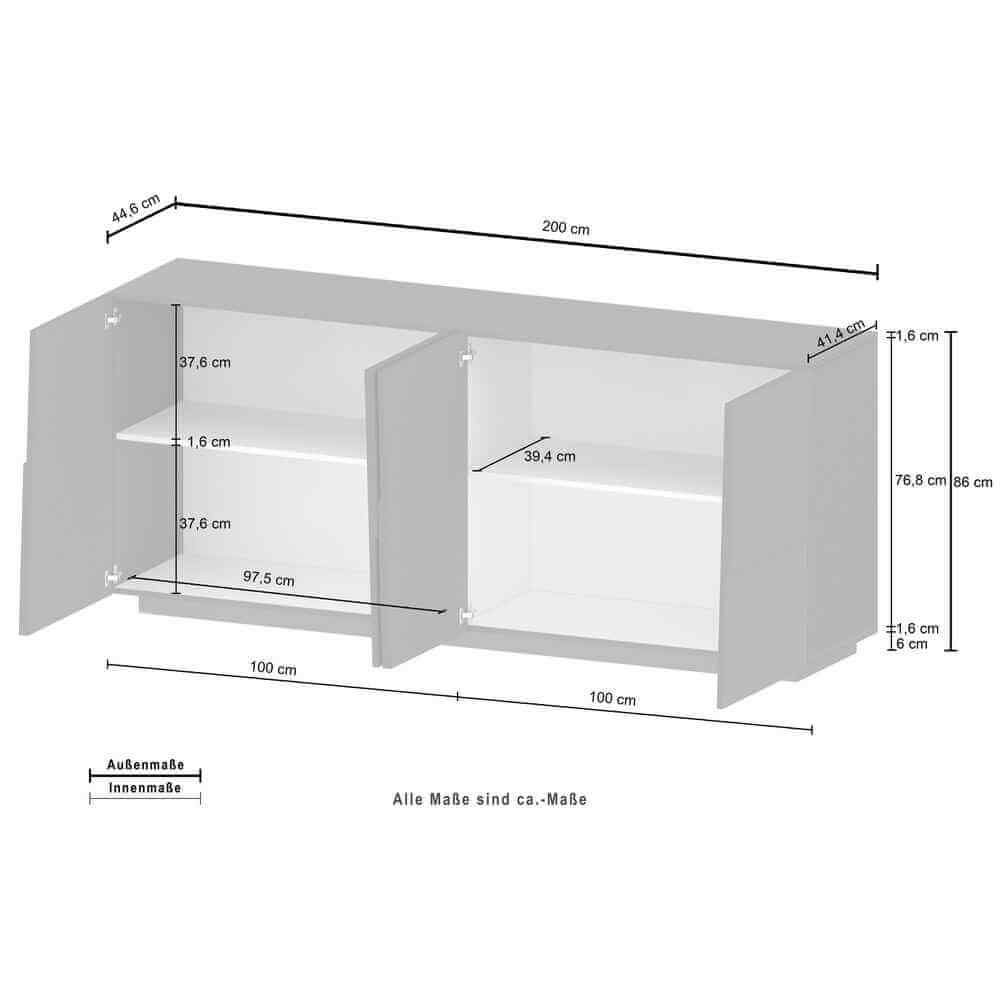 Madia 4 ante moderna 200x44x86cm – INFINITY