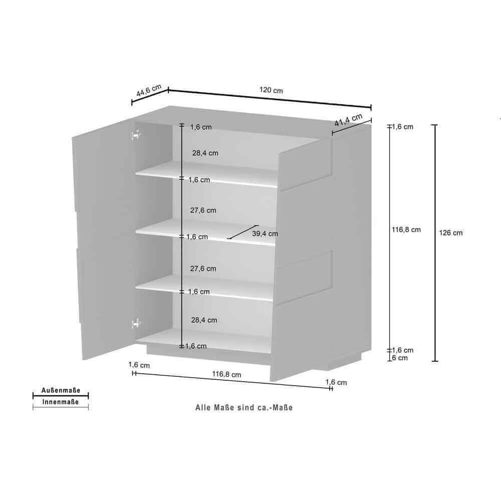 Credenza 2 ante moderna 120x44x126cm – INFINITY