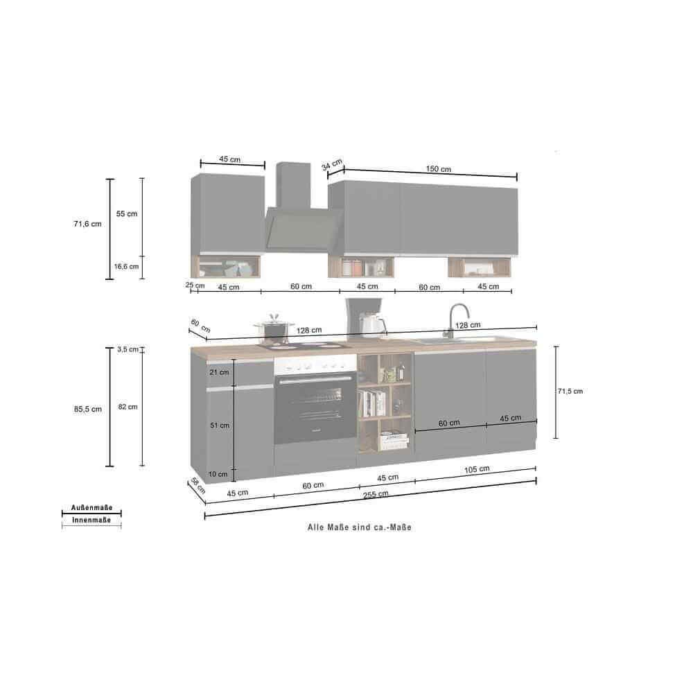 Composizione Cucina moderna 255X60-34X85-71cm – NAUTILUS