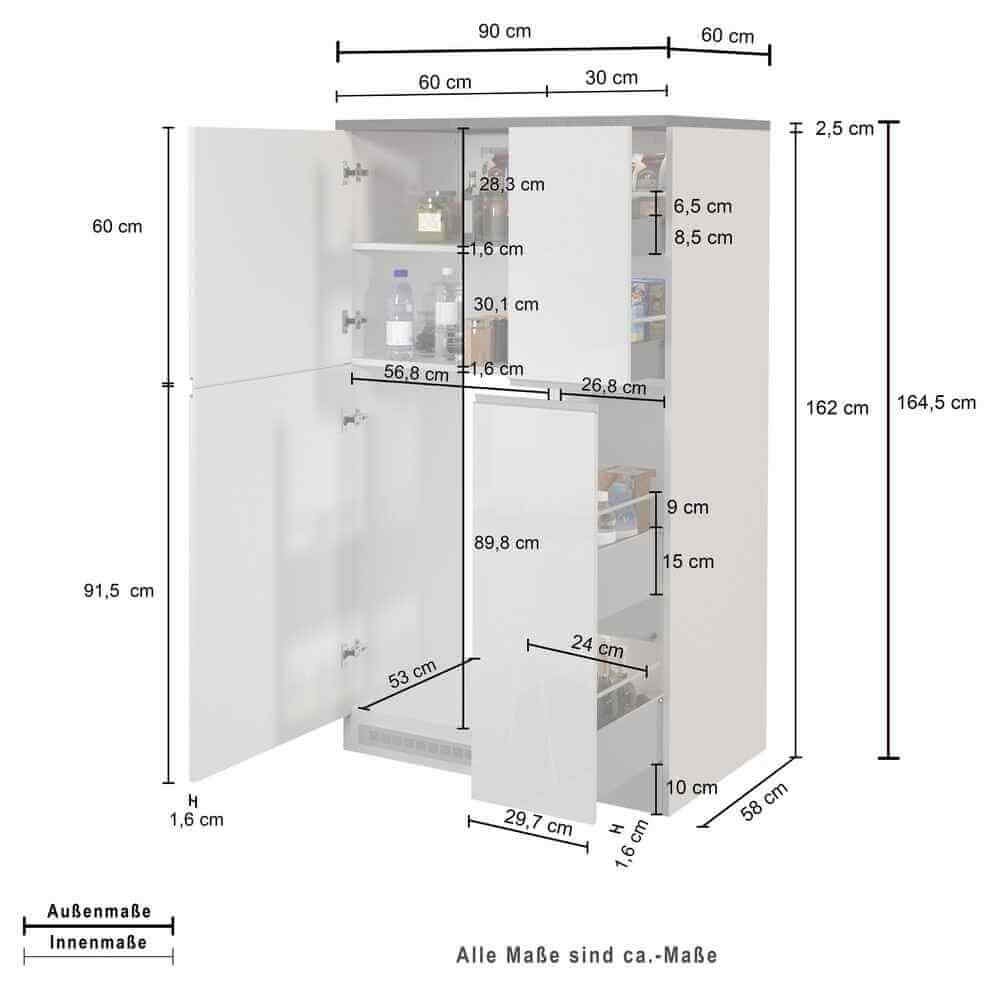 Set mobile Porta frigo con Portaspezie 90X60X164,5cm – NAUTILUS