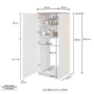 Mobile Porta frigo con 2 ripiani 60X60X164,5cm – NAUTILUS