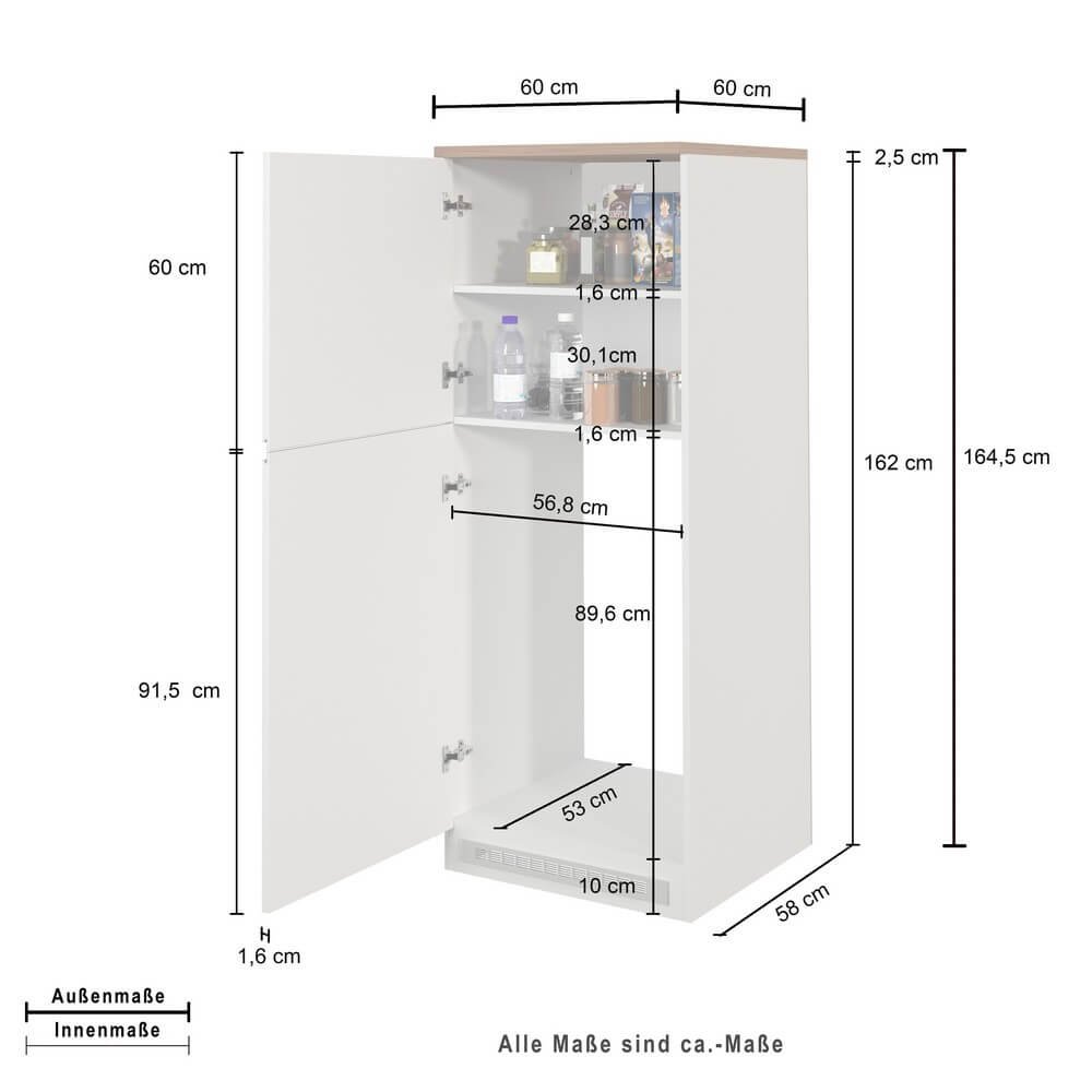 Mobile Porta frigo con 2 ripiani 60X60X164,5cm – NAUTILUS