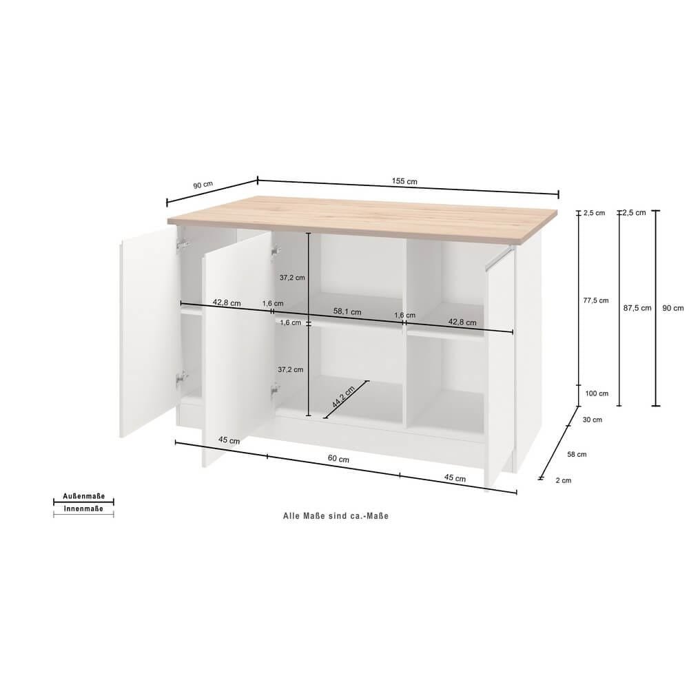Isola da Cucina 3 Ante 155X90X90cm – NAUTILUS