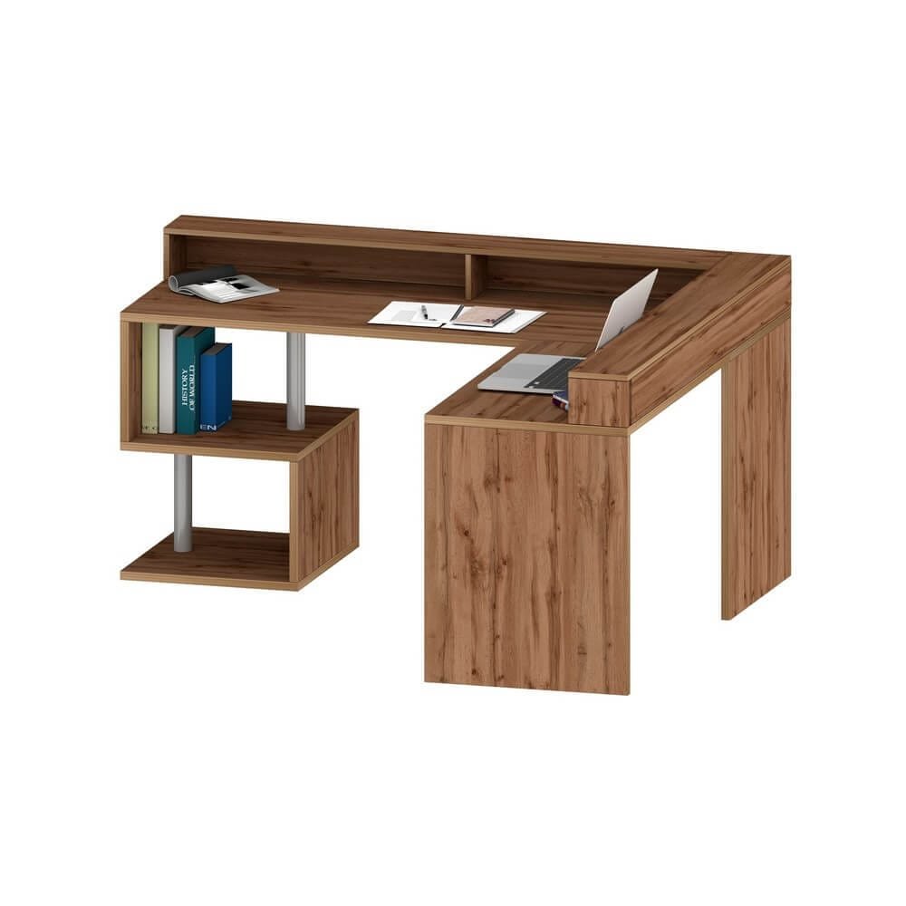 Scrivania Angolare con sopralzo e ripiano 160/180X60X92,5cm – HERMES