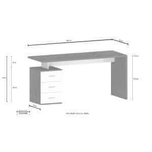 Scrivania da ufficio con cassettiera 3 cassetti 160x60x75cm – NOVA