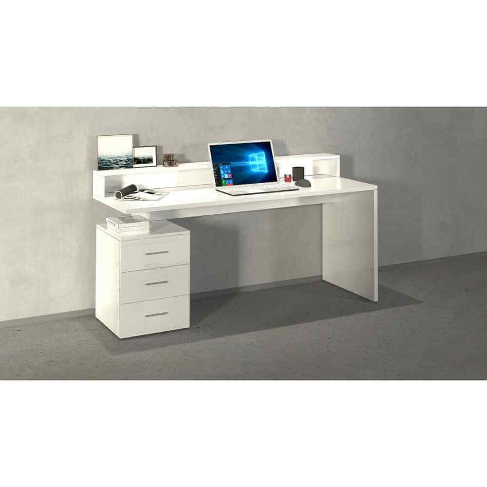Scrivania con sopralzo e cassettiera 3 cassetti 160x60x90cm – NOVA
