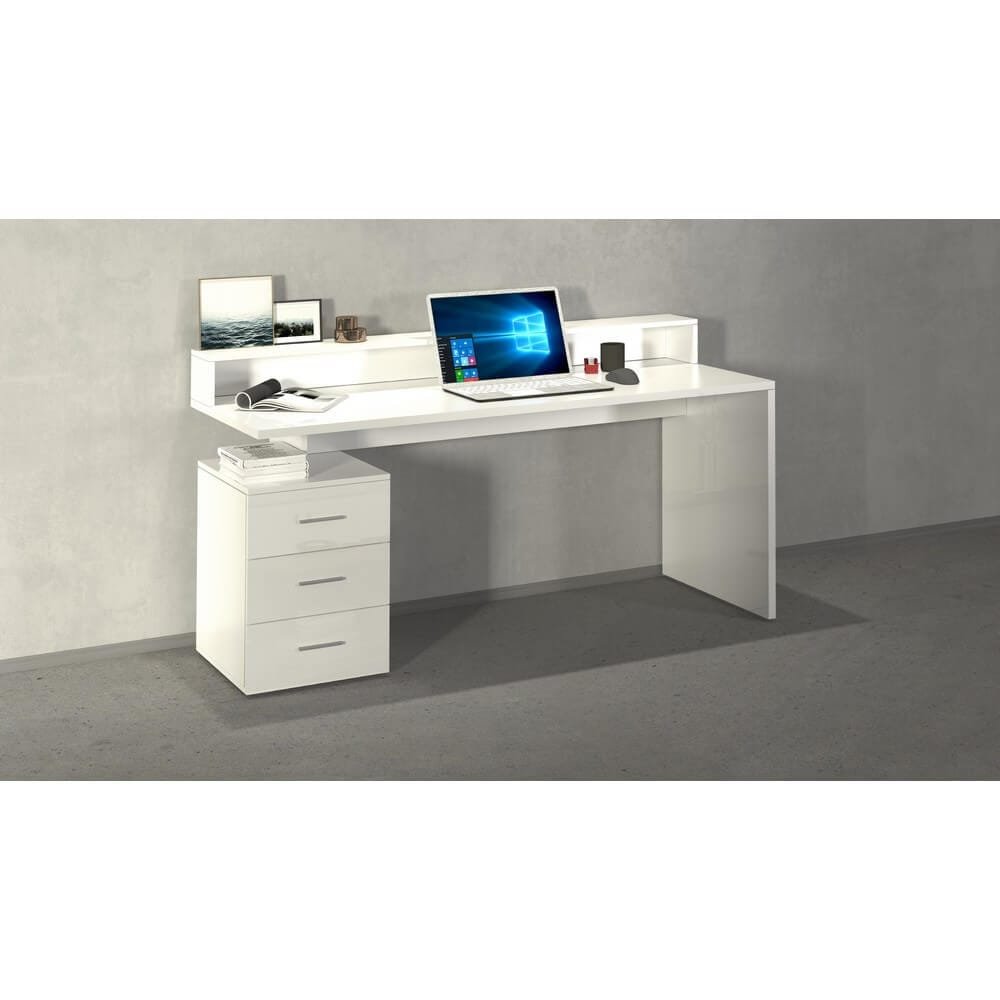 Scrivania con sopralzo e cassettiera 3 cassetti 160x60x90cm – NOVA