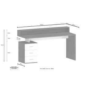 Scrivania con sopralzo e cassettiera 3 cassetti 160x60x90cm – NOVA
