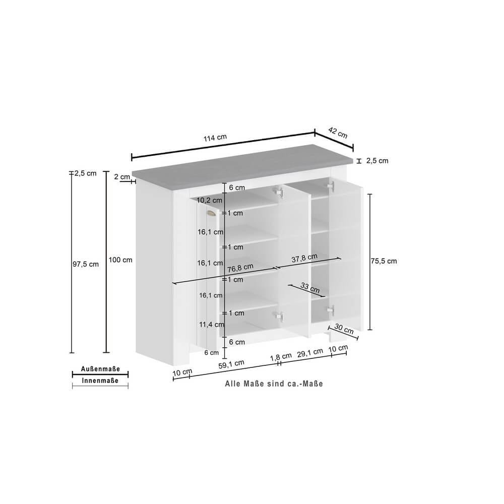 Scarpiera 3 ante 114×41,8x100cm – SERENITY