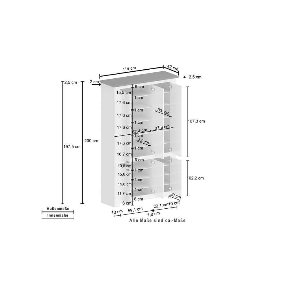 Scarpiera 6 ante 114×41,8x200cm – SERENITY