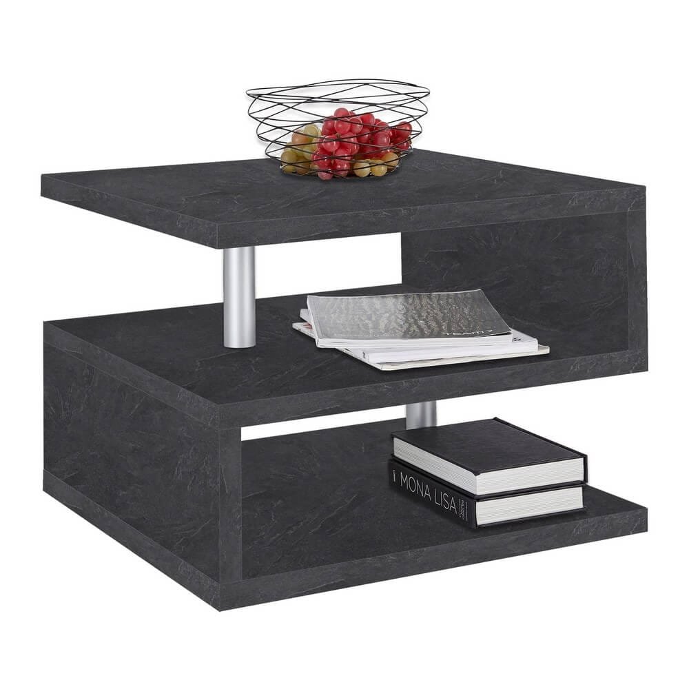 Tavolino da caffè doppio ripiano 55x55x41,5cm – ASTRA