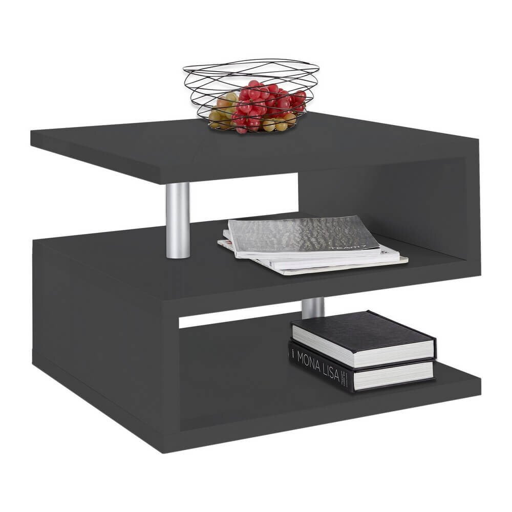 Tavolino da caffè doppio ripiano 55x55x41,5cm – ASTRA