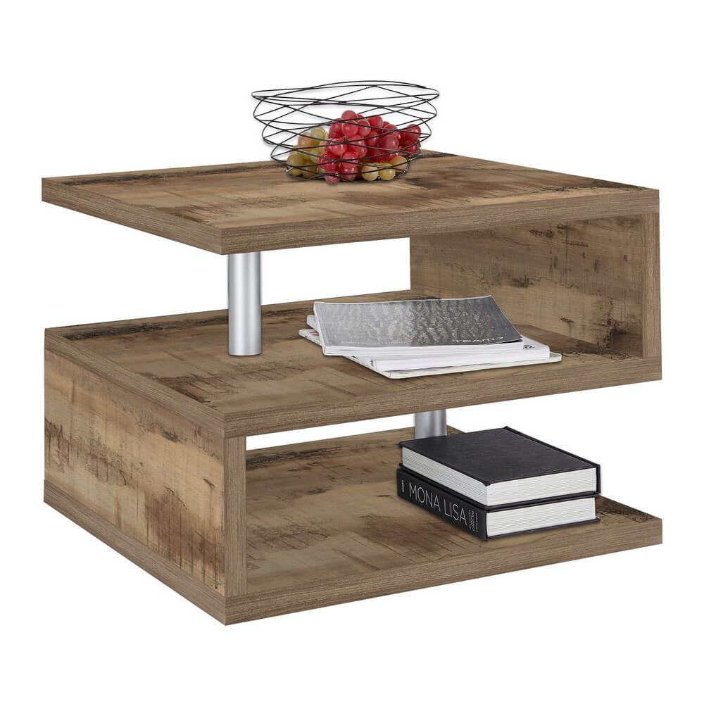 Tavolino da caffè doppio ripiano 55x55x41,5cm – ASTRA