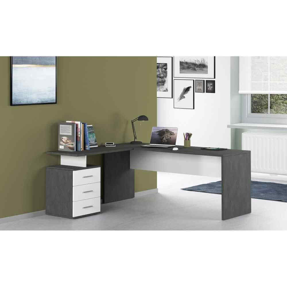 Scrivania da ufficio con cassettiera 3 cassetti 160×180/60x75cm – NOVA
