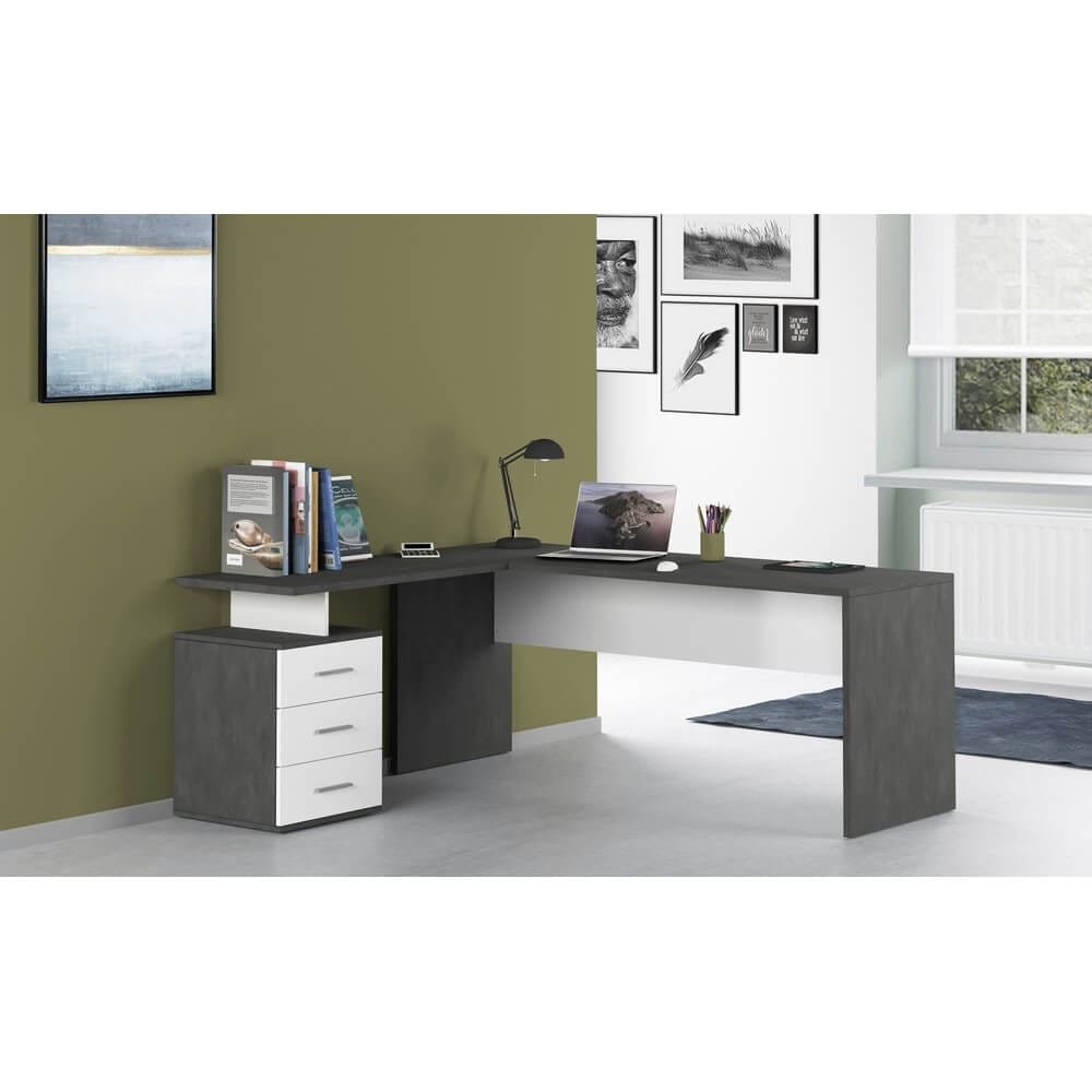 233618_NEW_SELINA_AMB-2 Scrivania da ufficio con cassettiera 3 cassetti 160×180/60x75cm – NOVA