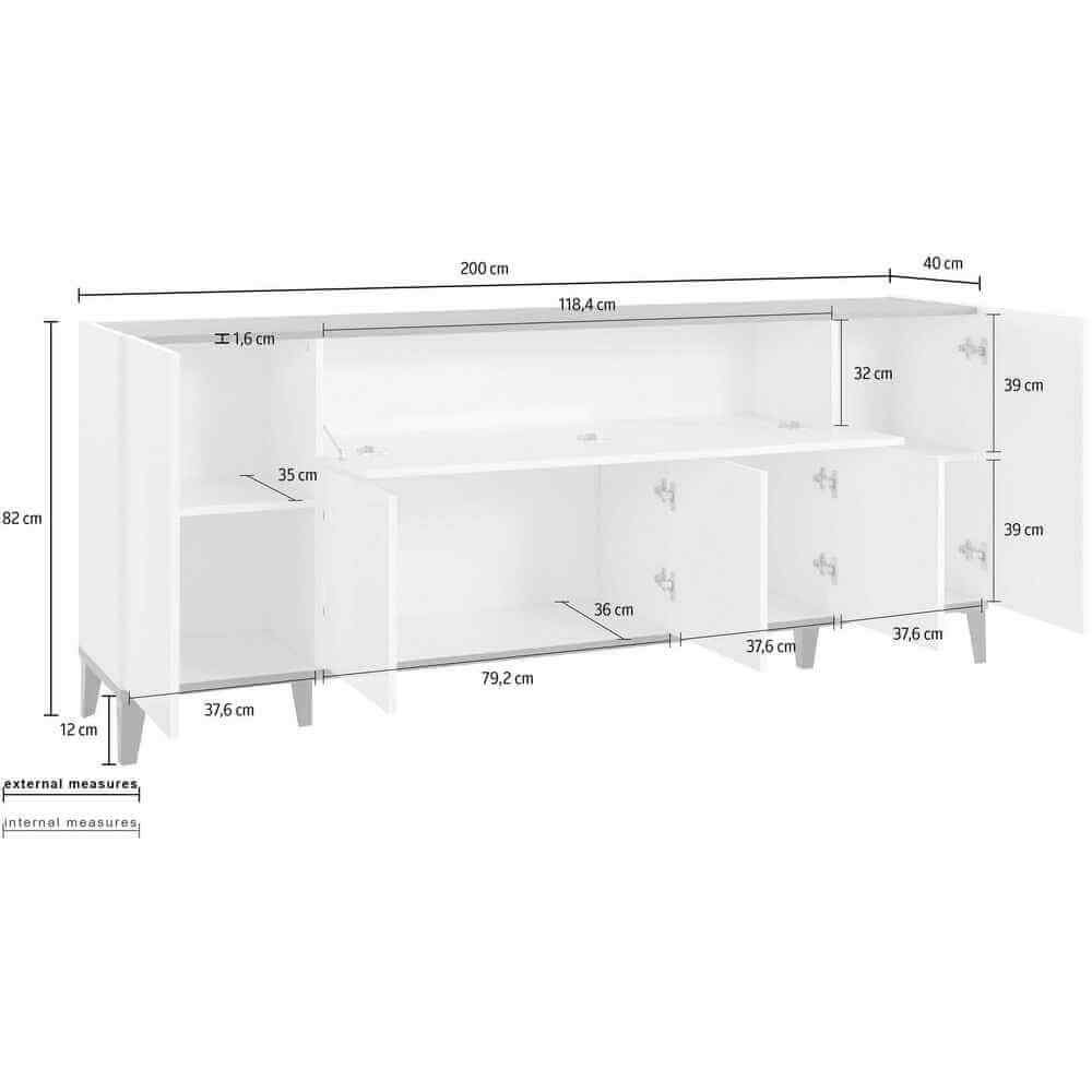 Madia 6 ante per Soggiorno Moderna 200x40x82cm – ARTEMIS