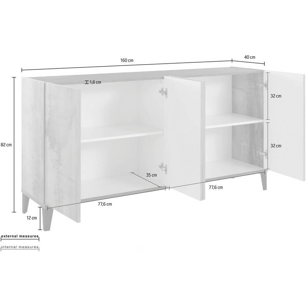 Madia 4 ante per Soggiorno Moderna 160x40x82+J353F352:AJ353F352:AJ354cm – ARTEMIS