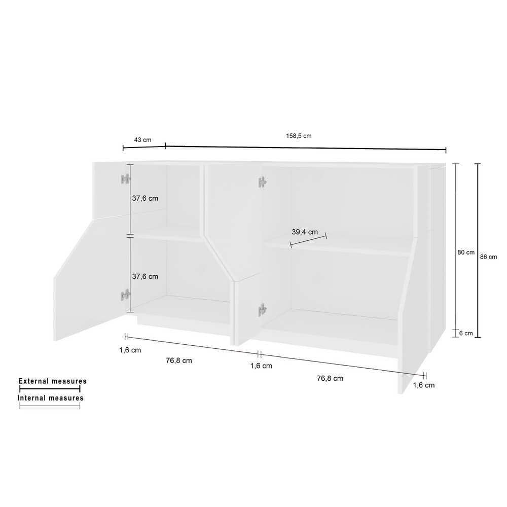 Madia 4 ante per Soggiorno Moderna 158,5x43x86cm – NEBULA