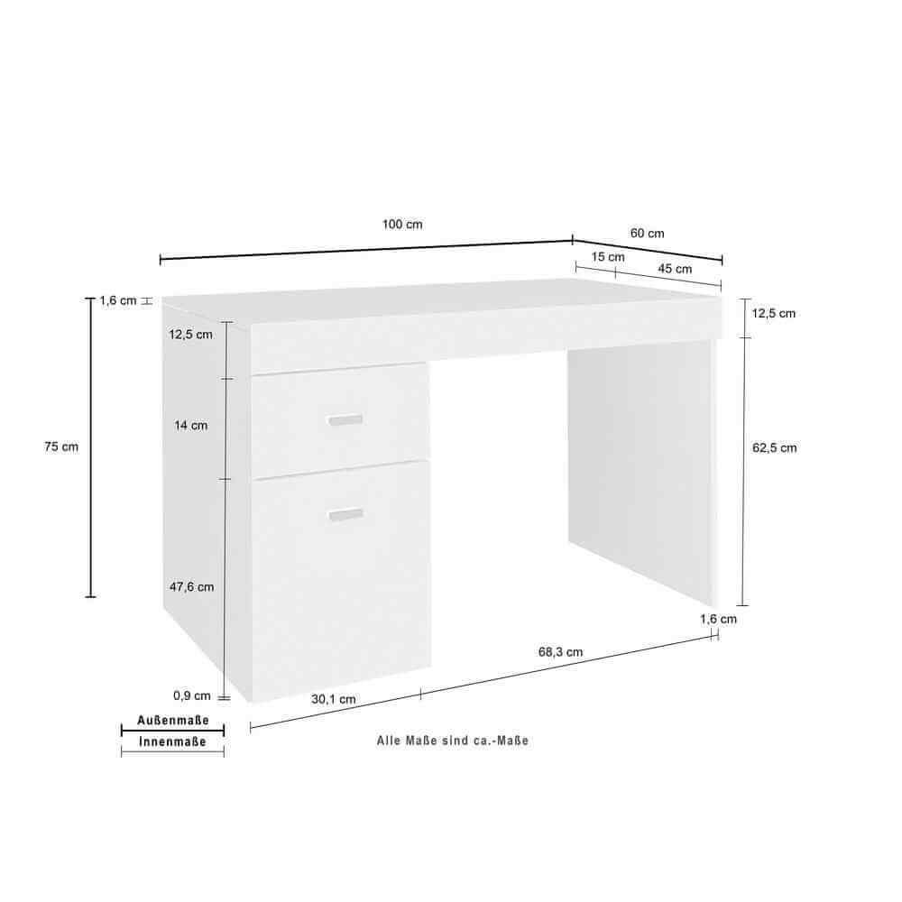 Scrivania Moderna Da Ufficio 100x60x75cm – ZEUS
