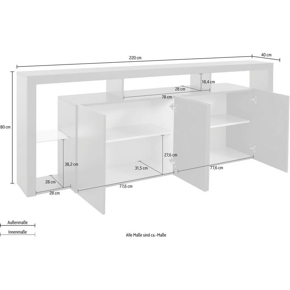Madia moderna 4 ante 220x40x80cm – SOLSTICE