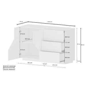 Madia 2 ante 3 cassetti per Soggiorno Moderna 140x43x86cm – NEBULA
