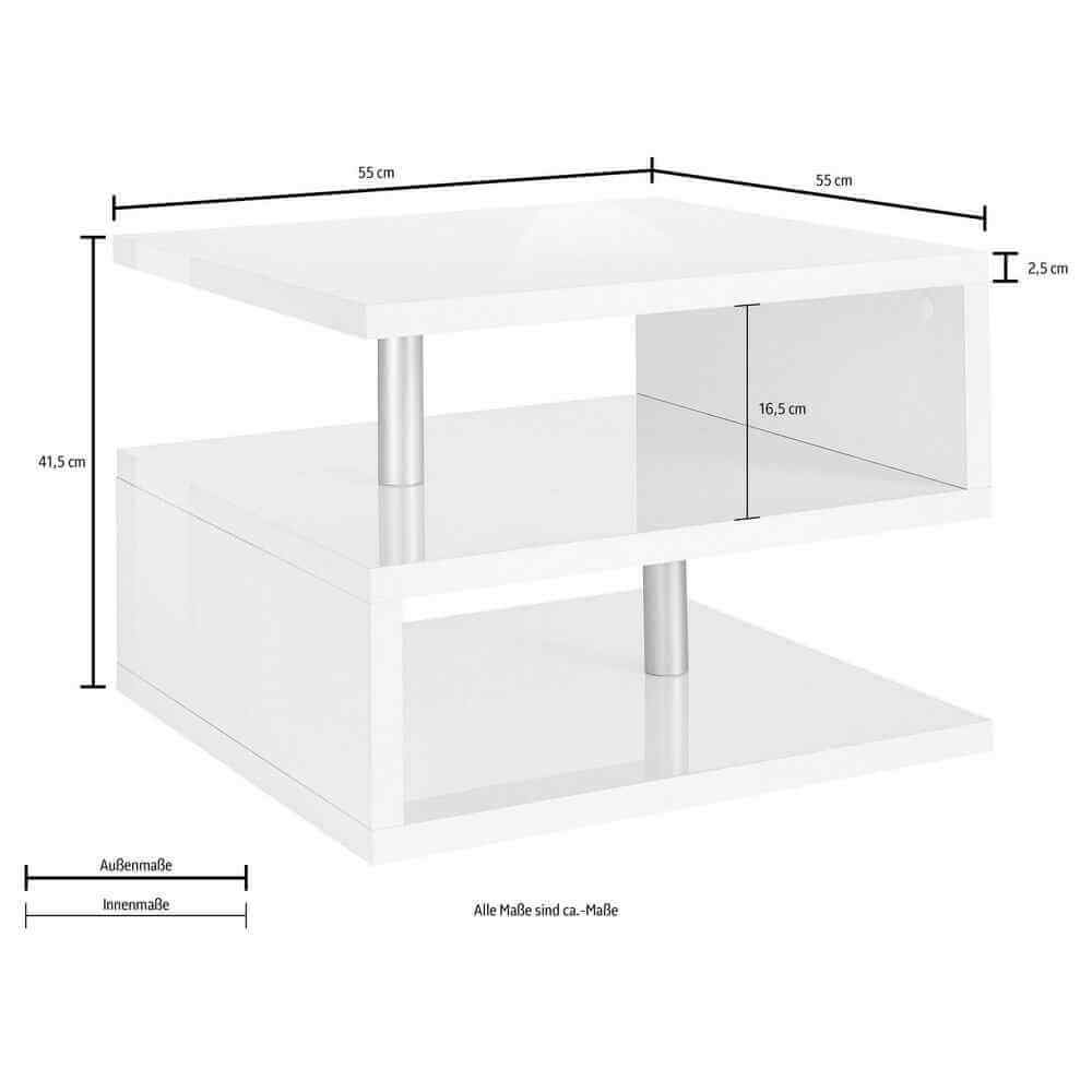 Tavolino da caffè doppio ripiano 55x55x41,5cm – ASTRA