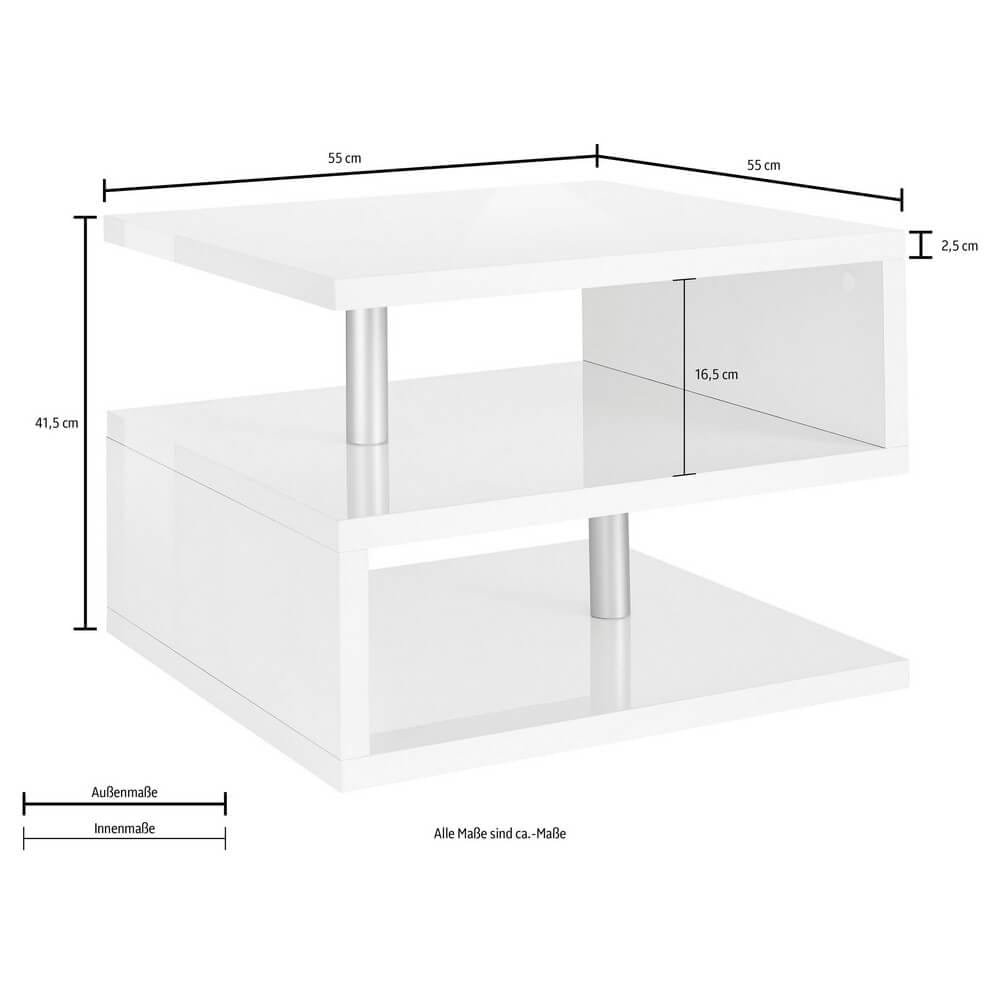 Tavolino da caffè doppio ripiano 55x55x41,5cm – ASTRA