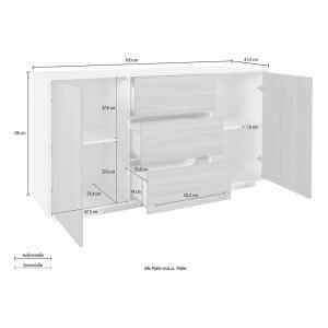 Madia 2 ante 3 cassetti per Soggiorno Moderna 160×41,4x86cm – ENIGMA