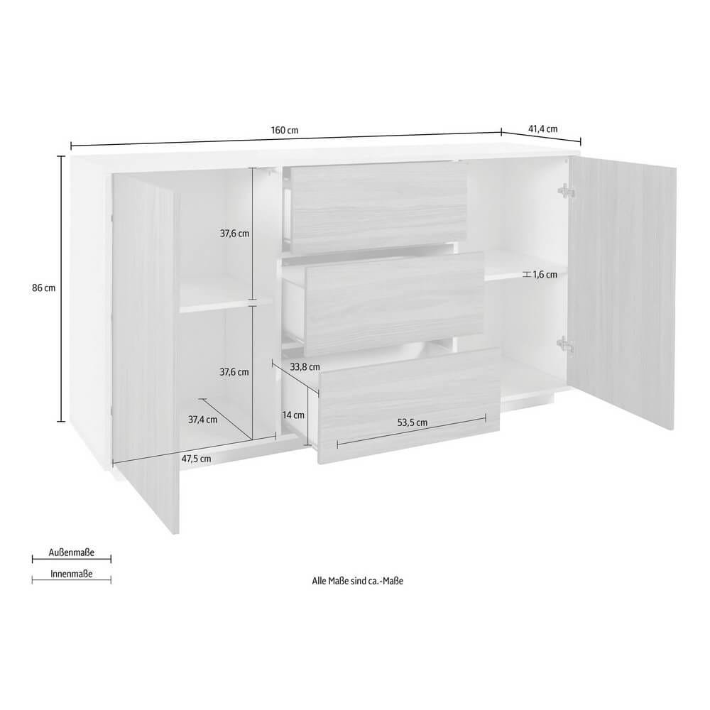 Madia 2 ante 3 cassetti per Soggiorno Moderna 160×41,4x86cm – ENIGMA
