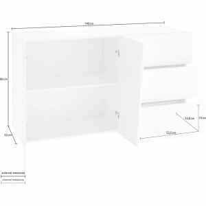 Madia con 2 ante e 3 cassetti per Soggiorno Moderna 140,9x43x86cm – GALAXIA